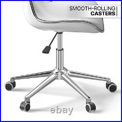 White Set of 2 Rolling Adjustable Height Swivel Bar Stool Spa Salon Vanity Chair