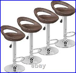 Wicker Swivel Bar Stool Set of 4 ABS Rattan Modern Adjustable Height Chairs Pub