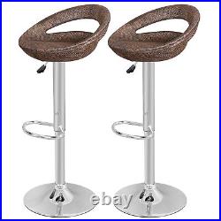 Wicker Swivel Bar Stool Set of 4 ABS Rattan Modern Adjustable Height Chairs Pub