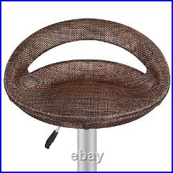 Wicker Swivel Bar Stool Set of 4 ABS Rattan Modern Adjustable Height Chairs Pub