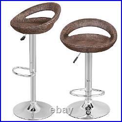 Wicker Swivel Bar Stool Set of 4 ABS Rattan Modern Adjustable Height Chairs Pub